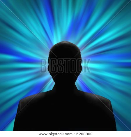 Homme mystérieux dans un tourbillon bleu