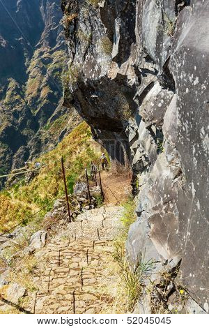 Pico Ruivo and Pico do Areeiro mountain peaks in  Madeira, Portugal