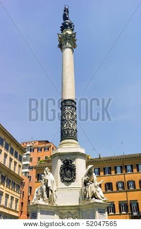 Immaculate column in Mignanelli Square, Rome, Italy, Europe