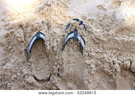 Slippers on the beach