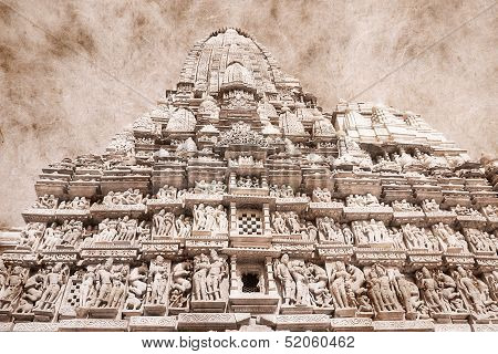 Erotic Temple In Khajuraho, India.