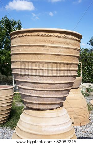 Jugs In A Potter's Workshop. Island Of Crete