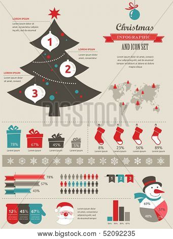 Christmas infographic set with charts and data elements