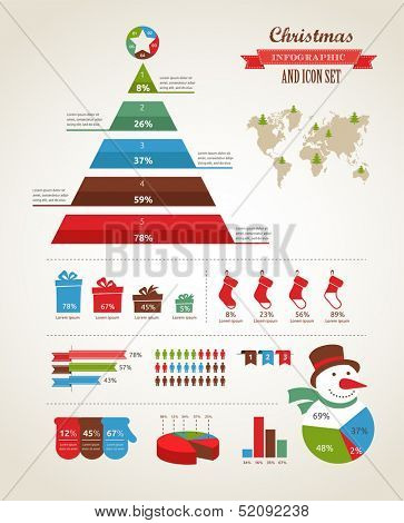 Christmas infographic set with charts and data elements