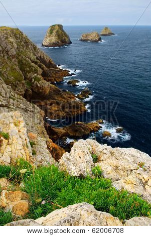 Scenic view from Pointe de Penhir on Atlantic coast in Brittany, France