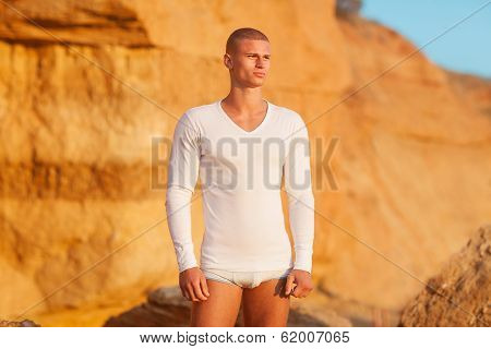 Fashion Man On The Beach