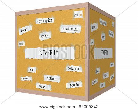 Poverty 3D Cube Corkboard Word Concept