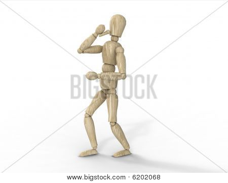 Sang - isoleret træ mannequin