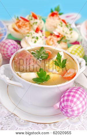 Easter White Borscht With Egg And Sausage