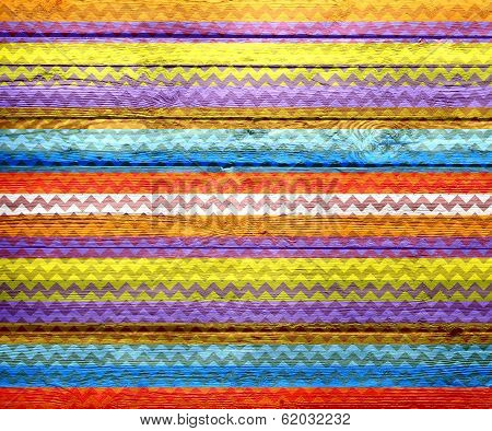 Seamless colorful chevron pattern on wood texture