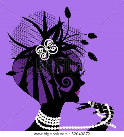 violet girl and pearls