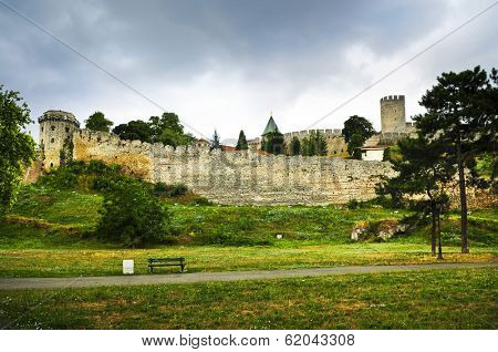 Kalemegdan fortress in Belgrade with walking path