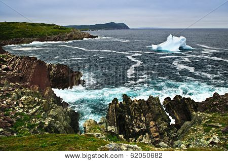 Melting iceberg off the coast of Newfoundland, Canada