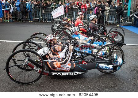 Disabled Athletes Taking Part In Stramilano Half Marathon