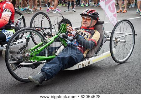 Disabled Athlete Taking Part In Stramilano Half Marathon