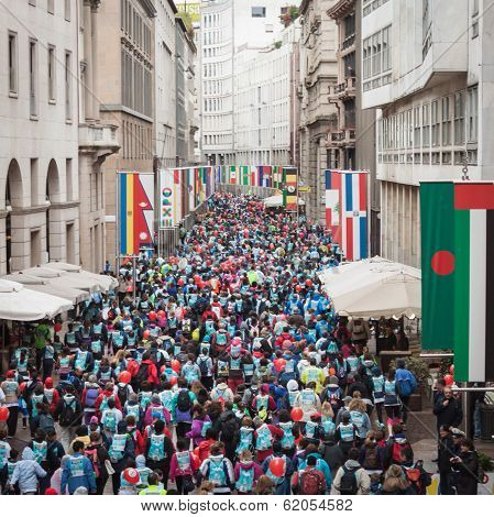 Athletes Taking Part In Stramilano Half Marathon