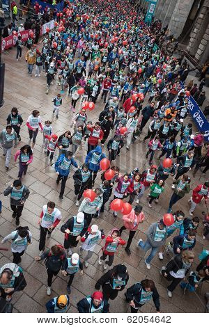 Athletes Taking Part In Stramilano Half Marathon