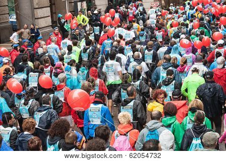 Athletes Taking Part In Stramilano Half Marathon