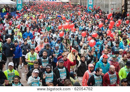 Athletes Taking Part In Stramilano Half Marathon
