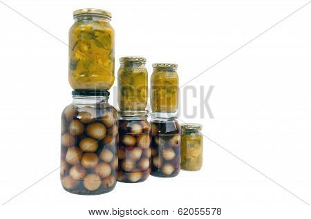 Assorted Jars Of Homemade Piccalilli And Pickled Onions