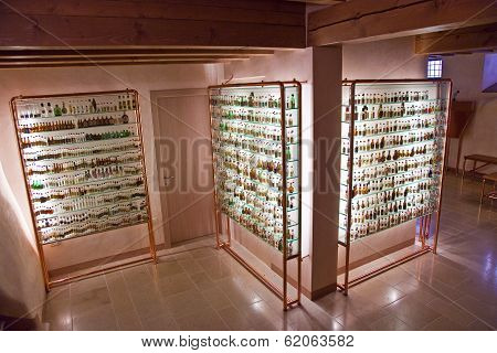 Old Grappa Bottles In Basano De Grappa In A Grappa Museum