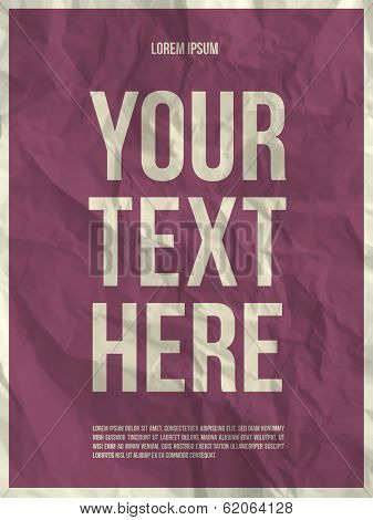 Poster Template On Crumpled Paper Texture