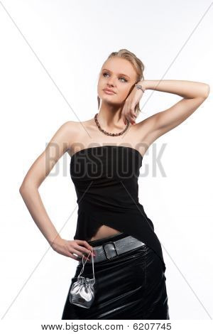 pěkné atraktivní sexy blondýna s zdvižené ruky, těšíme se