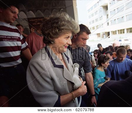 PALE, BOSNIA - JUNE 10: Bosnian Serb president Biljana Plavsic attends a session of the Bosnian Serb parliament in Pale, Bosnia, on Monday, June 10, 1996.