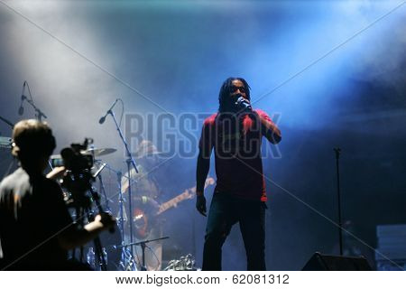 BUDAPEST, HUNGARY - AUG 10: The Wailers Band plays at the annual Sziget festival on Tuesday, August 10, 2010 in Budapest, Hungary. The Wailers includes Elan Atias on lead vocals