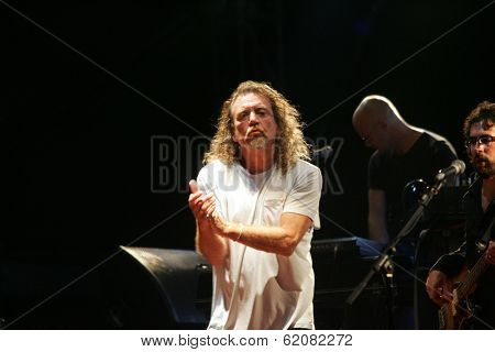 BUDAPEST - AUG 9: Robert Plant, former frontman for Led Zeppelin, performs in concert at the annual Sziget Festival in Budapest, Hungary, on Wednesday, August 9, 2006.
