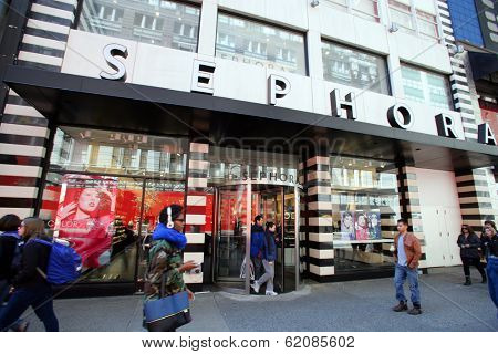 NEW YORK CITY - APRIL 19: People walk past a Sephora cosmetics store in New York City, on Friday, April 19, 2013.