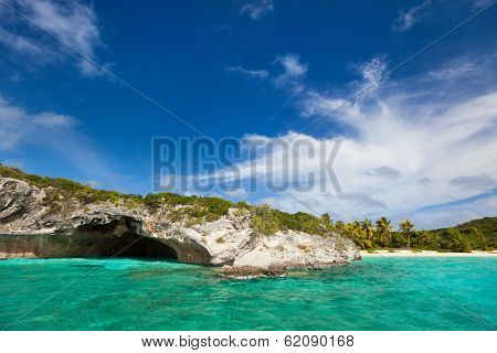 Beautiful tropical coast at Exuma Bahamas