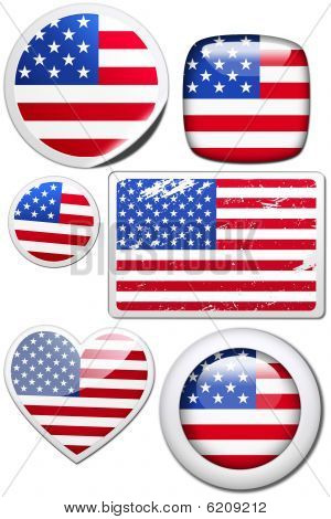 USA - Set di adesivi e pulsanti