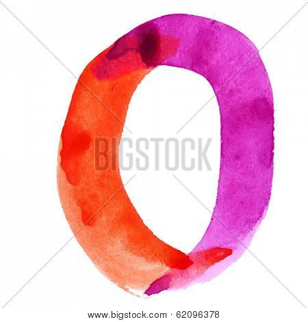 Zero - Colorful watercolor alphabet