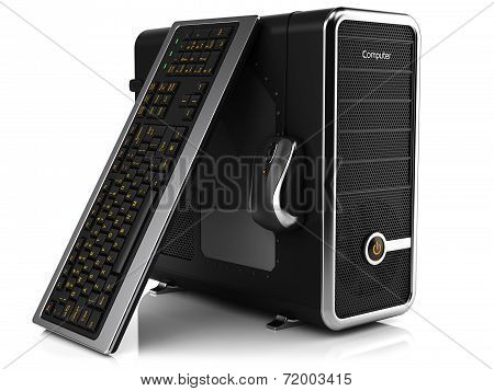 Group Of Computing Tower Box, Keyboard And Mouse