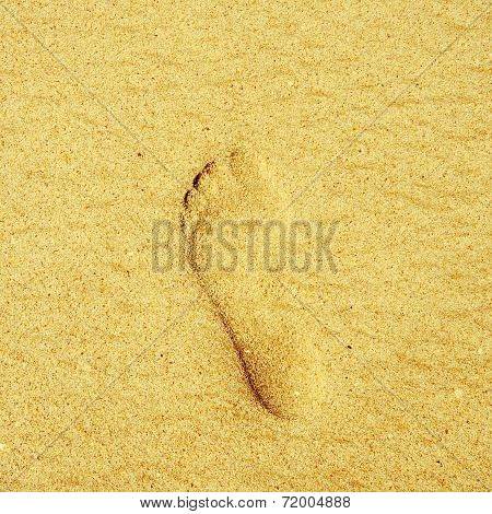 Footprint On Sand Beach