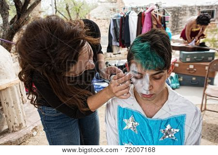 Clown Getting Makeup