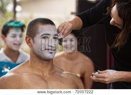 Young Performer Getting Makeup