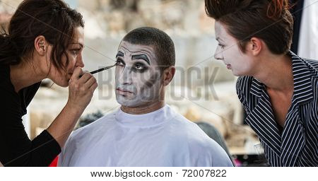 Clown Getting Eye Shadow