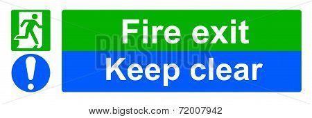 Fire exit keep clear sign