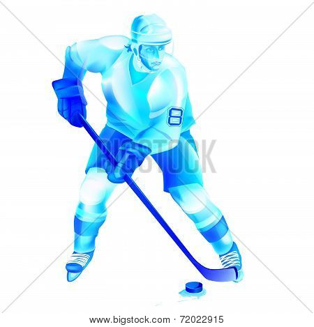 Hockey Player Attack Illustration