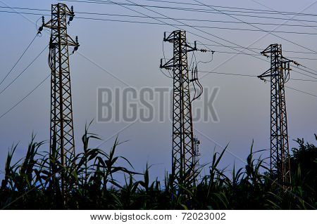 High-voltage Tower. Electric Powerlines