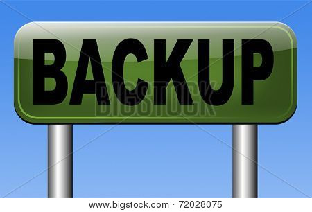 Backup data and software on copy in the cloud on a harddrive disk on a computer or server for files security. Data archiving and file transfer.