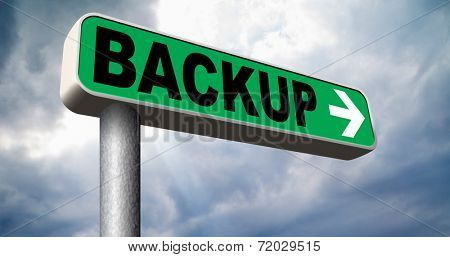 Backup data and software on copy in the cloud on a harddrive disk on a computer or server for file security. Internet safety 