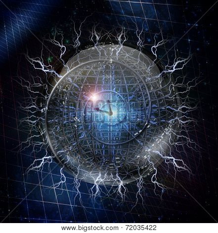 Spiral of time enclosed in crystal sphere