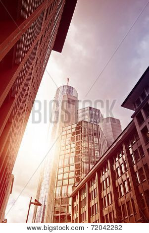 Street in the financial district of Frankfurt am Main, Germany