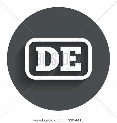 German language sign icon. DE Deutschland.