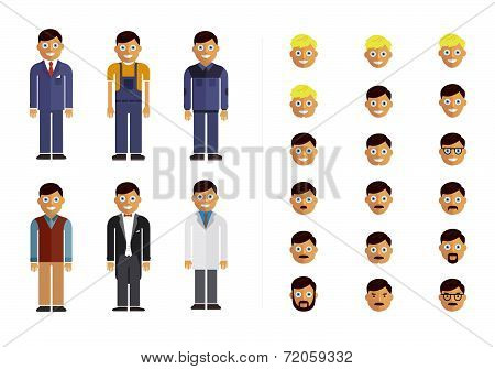 Set Of Modern Flat Design Profession Characters