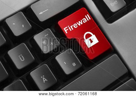 Keyboard Red Button Firewall Lock  Symbol