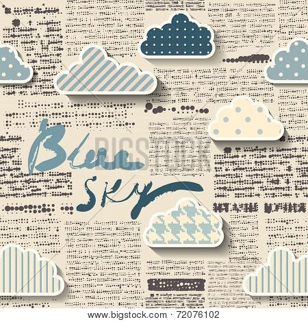 Newspaper with clouds.